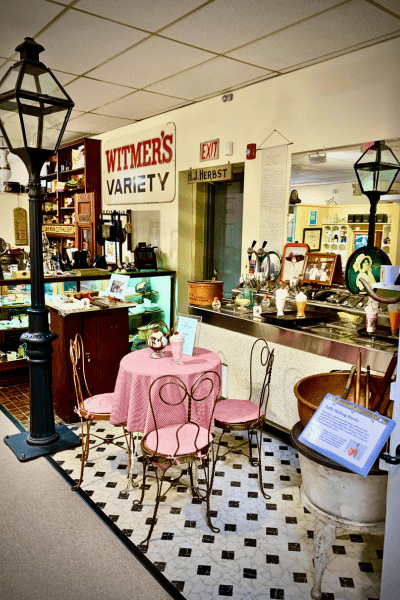 An ice cream diner display in the museum
