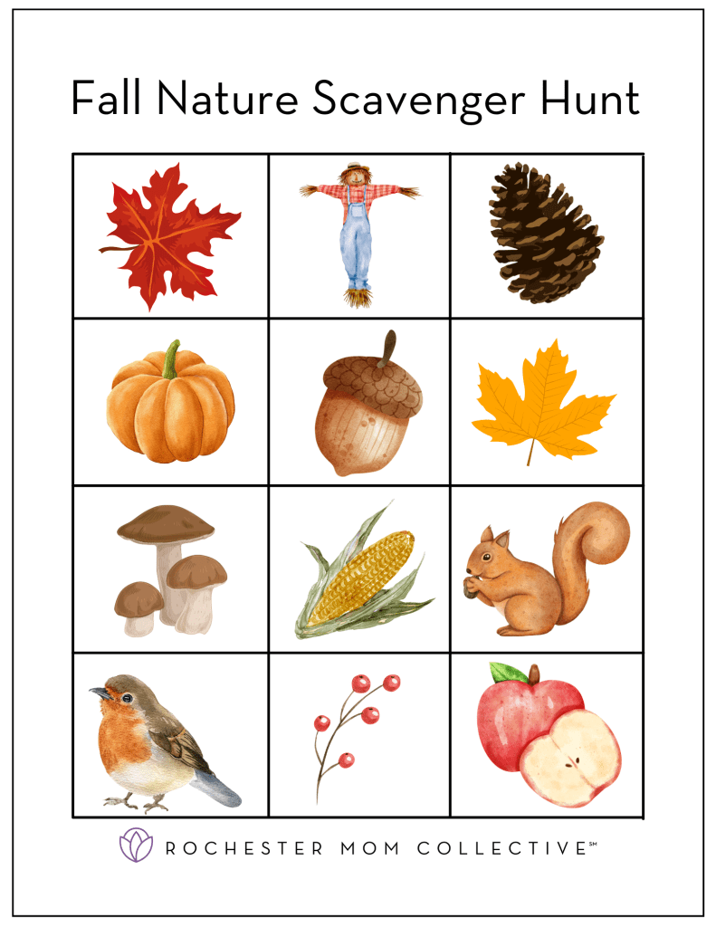 Fall Nature Scavenger Hunt + Printable | Rochester Mom Collective