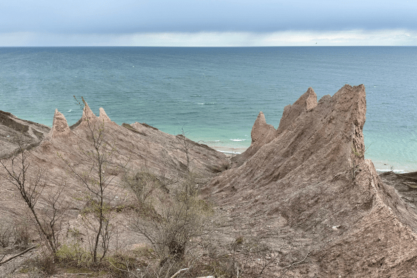 Rock formations at Chimney Bluffs State Park.
